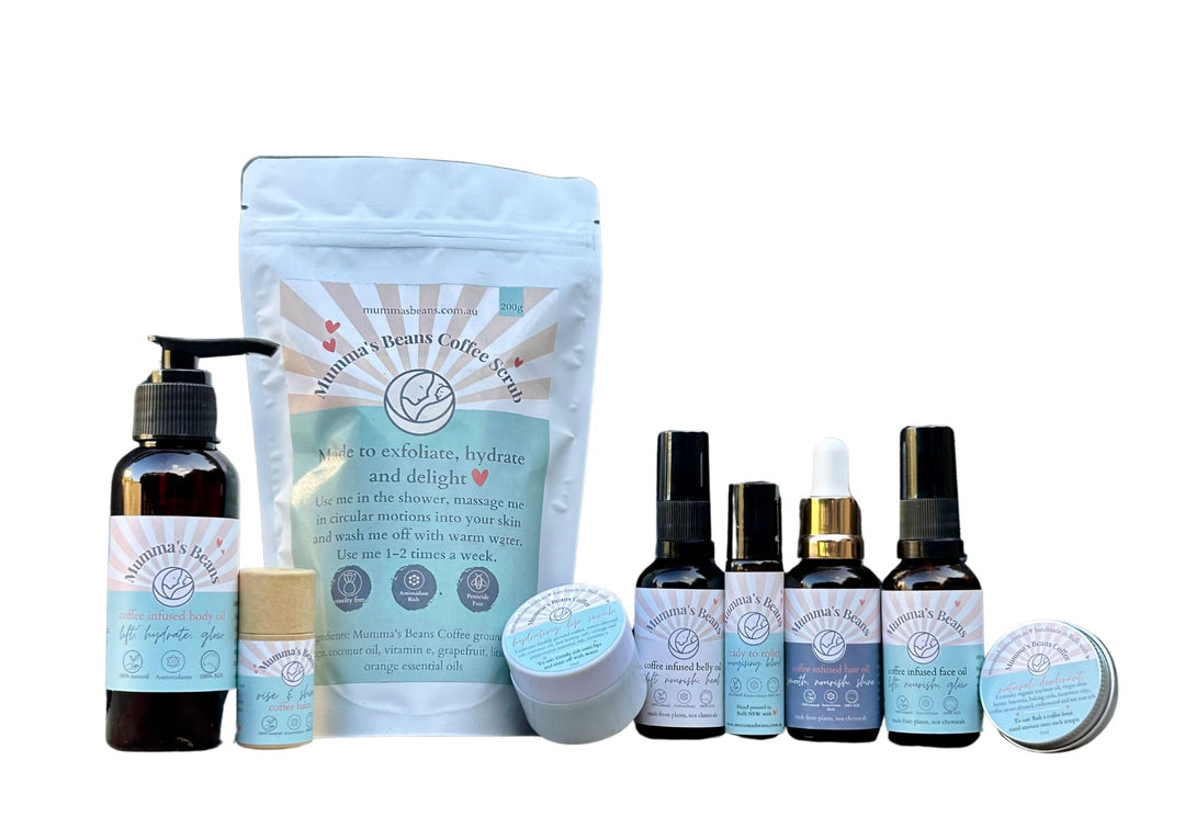 Natural skincare range by Mumma's Beans Coffee