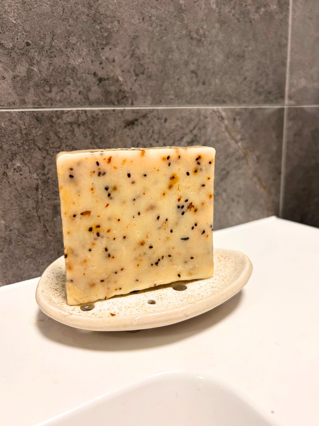 coffee soap bar on tray