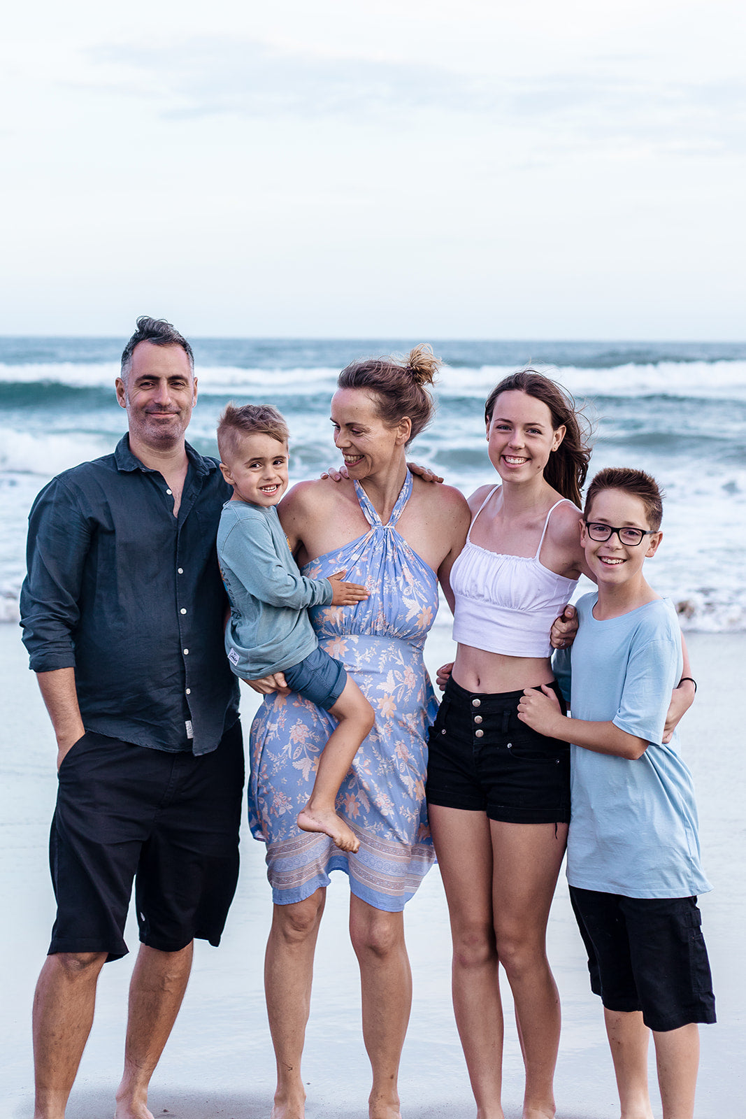 Mummas Beans family of 5 on the beach