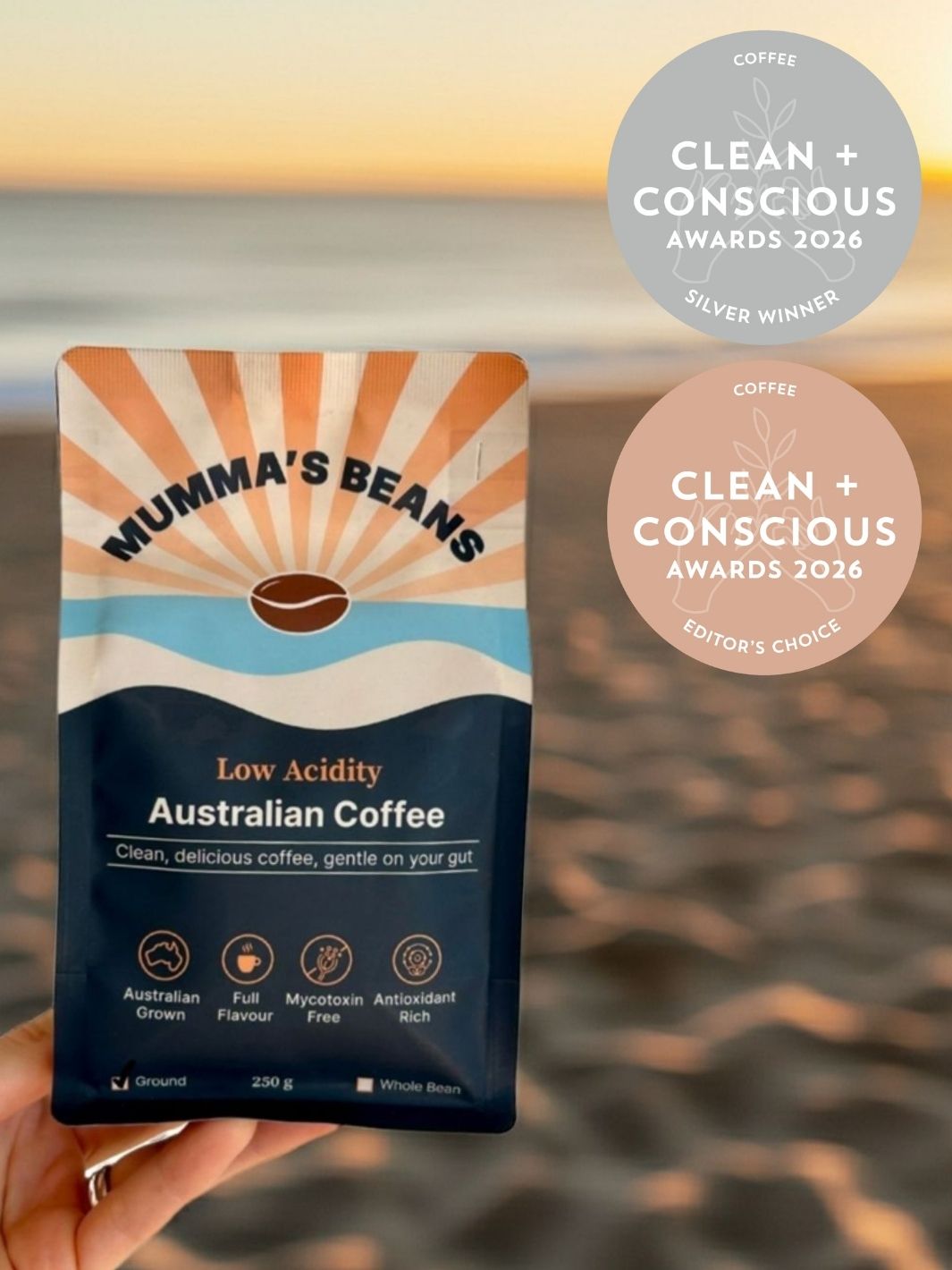 Mumma's Beans Australian Grown Low Acidity Coffee — Byron Bay grown, pesticide free, lab tested, for acid reflux and sensitive stomachs