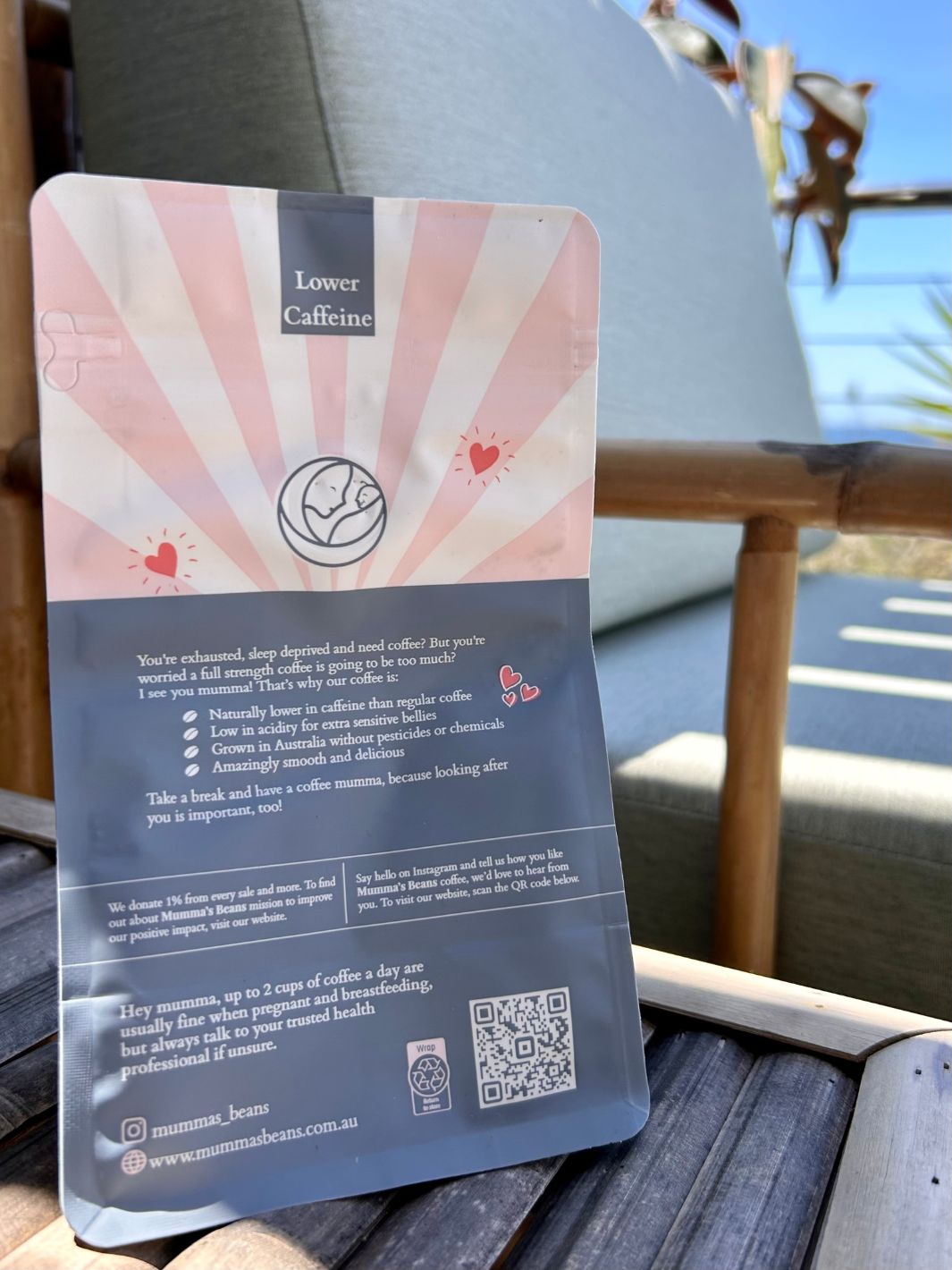 Australian grown coffee back of bag print