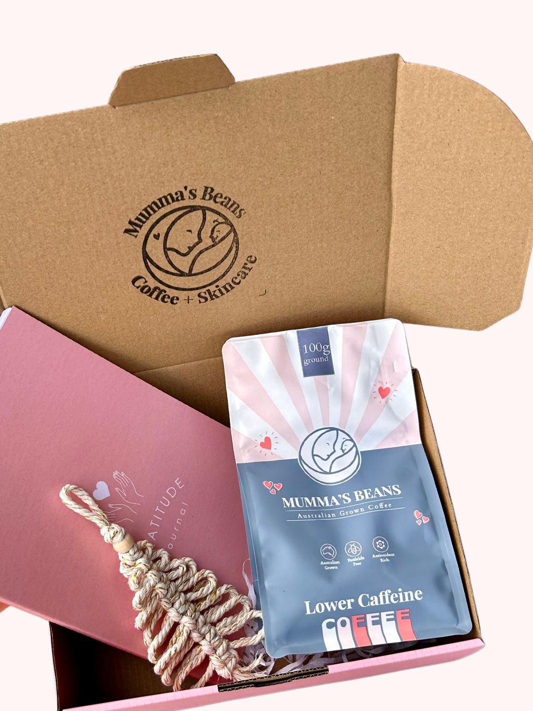 Australian grown coffee and gratitude journal morning routine gift set
