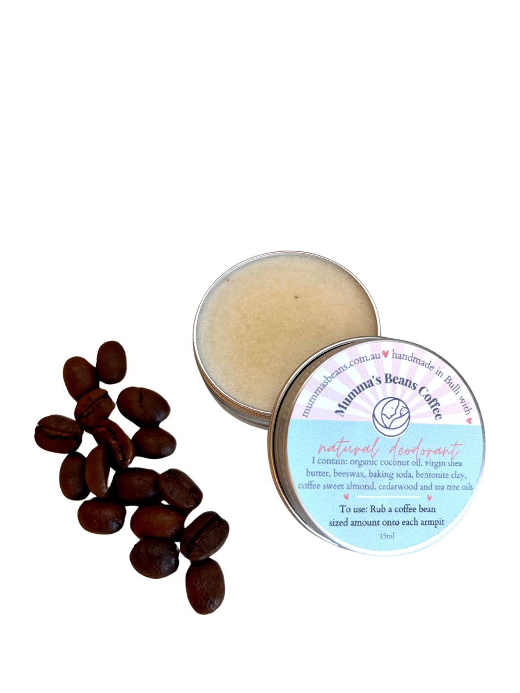 natural deodorant paste in tin with coffee beans